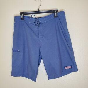 Vineyard Vines Men's Blue Striped Board Performance Unlined Swim Shorts Size 32